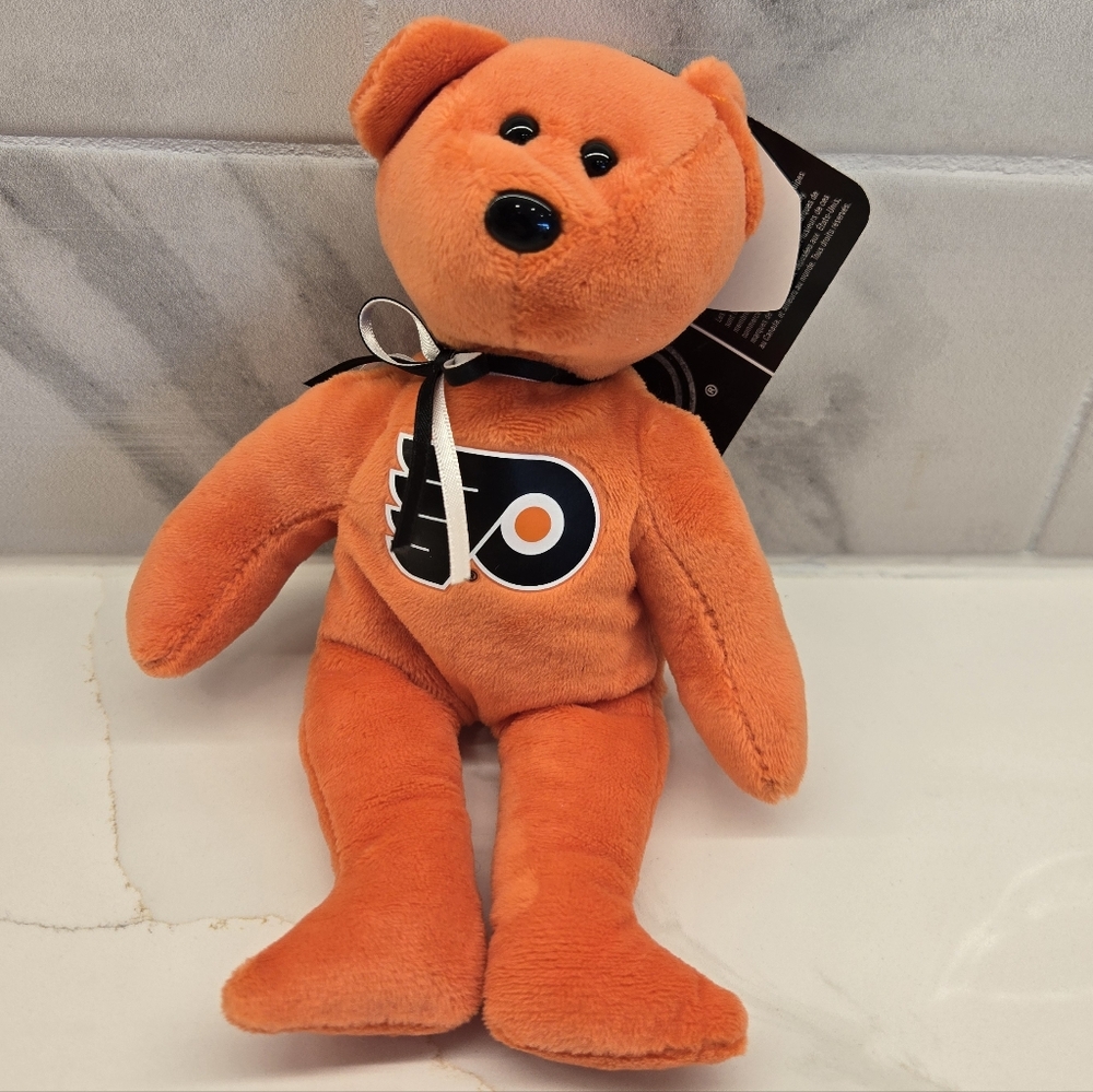 TY‎ Beanie Baby  NHL Hockey Bear PHILADELPHIA FLYERS (8 inch) Stuffed Toy NWT